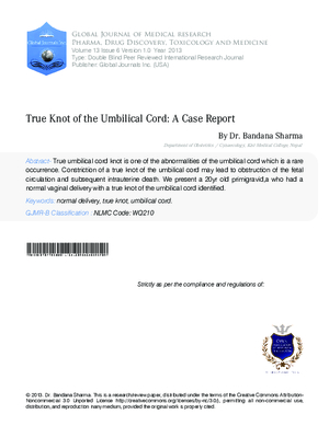 True Knot of the Umbilical Cord: A Case Report
