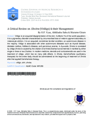 A Critical Review on Shvitra ( Vitiligo) 