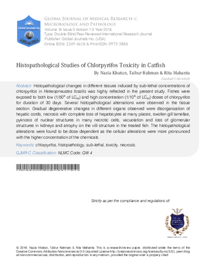 Histopathological Studies of Chlorpyrifos Toxicity in Catfish