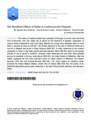 The beneficial effects of herbs in cardiovascular diseases