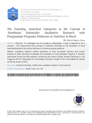 The Founding Analytical Categories to the Concept of Nutritional Rationality: Qualitative Research with Postgraduate Programs Professors in Nutrition in Brazil