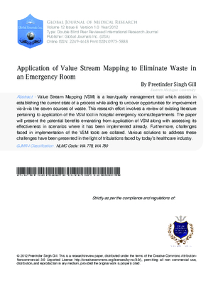 Application of Value Stream Mapping to Eliminate Waste in an Emergency Room