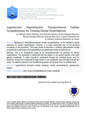 Laparoscopic Superselective Transperitoneal Lumbar Sympathectomy for Treating Plantar Hyperhidrosis