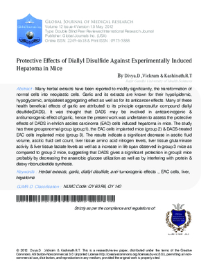 Protective Effects of Diallyl Disulfide Against Experimentally Induced Hepatoma in Mice