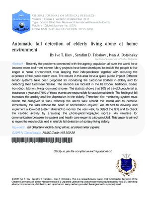 Automatic fall detection of elderly living alone at home environment