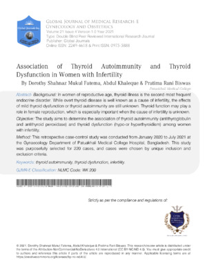 Association of Thyroid Autoimmunity and Thyroid Dysfunction in Women with Infertility
