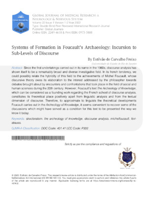 Systems of Formation in Foucaults Archaeology: Incursion to Sub-Levels of Discourse