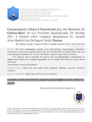 Clinical and Neurophysiological Characterization of Guillain Barre Syndrome in Patients Hospitalized in October 2017 to October 2019. Dr. Arnulfo Arias Hospital Complex Madrid Social Security Fund, Panama