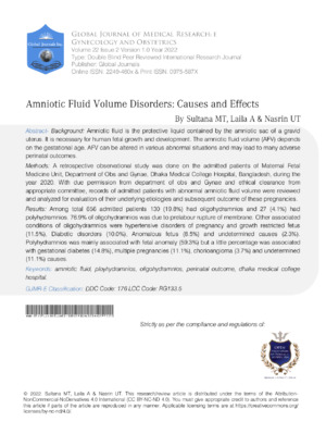 Amniotic Fluid Volume Disorders: Causes and Effects