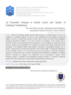 An Extended Concept of Dental Caries and Update of Cariology Terminology