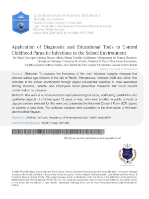 Application of Diagnostic and Educational Tools to Control Childhood Parasitic Infections in the School Environment