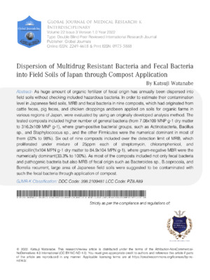 Dispersion of Multidrug Resistant Bacteria and Fecal Bacteria into Field Soils of Japan through Compost Application