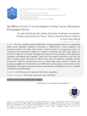 The Effects of Covid-19 on Development of Deep Venous Thrombosis: Bibliographic Review