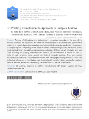 3D Printing, Complement to Approach in Complex Lesions