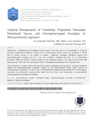 Surgical Management of Coexisting Trigeminal  Neuralgia, Hemifacial Spasm, and Glossopharyngeal Neuralgia by Microasterional  Approacha