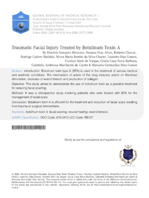 Traumatic Facial Injury Treated by Botulinum Toxin A