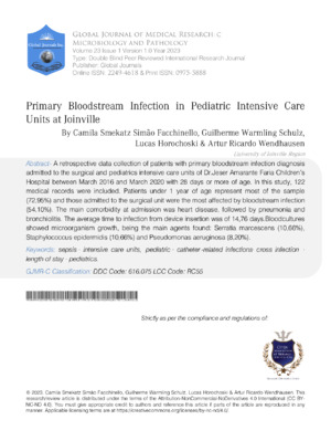 Primary Bloodstream Infection in Pediatric Intensive Care Units at Joinville