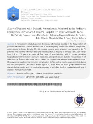 Study of Patients with Diabetic Ketoacidosis Admitted at the Pediatric Emergency Service at Childrens Hospital Dr. Jeser Amarante Faria