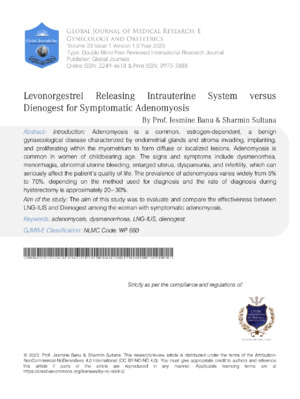 Levonorgestrel Releasing Intrauterine System versus Dienogest for Symptomatic Adenomyosis