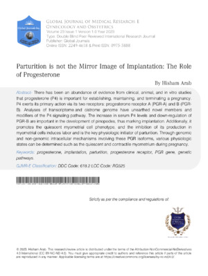 Parturition is Not the Mirror Image of Implantation: The Role of Progesterone