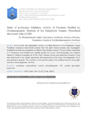 Study of α-Amylase Inhibitory Activity of Fractions Purified by Chromatographic Methods of  the Endophytic Fungus Penicillium Brevicaule Alba-CC200