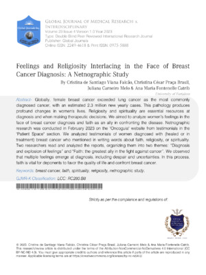Feelings and Religiosity Interlacing in the Face of Breast Cancer Diagnosis: A Netnographic Study