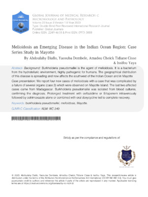 Melioidosis an Emerging Disease in the Indian Ocean Region: Case  Series Study in Mayotte