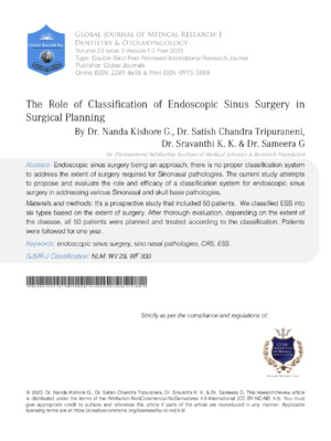 The Role of Classification of Endoscopic Sinus Surgery in Surgical Planning