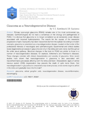 Glaucoma as a Neurodegenerative Disease