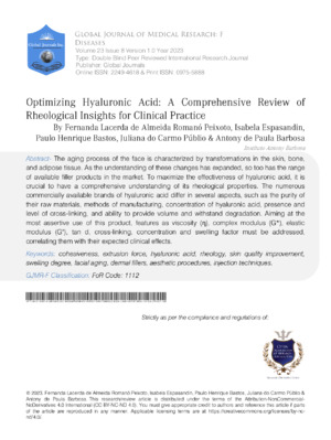 Optimizing Hyaluronic Acid: A Comprehensive Review of Rheological Insights for Clinical Practice