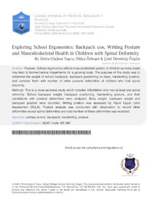 Exploring School Ergonomics: Backpack Use, Writing Posture, and Musculoskeletal Health in Children with Spinal Deformity