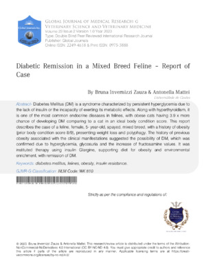 Diabetic Remission in a Mixed Breed Feline - Report of Case
