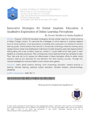 Innovative Strategies for Dental Anatomy Education: A Qualitative Exploration of Online Learning Perceptions