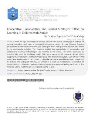Cooperative, Collaborative, and Related Strategies' Effect on Learning in Children with  Autism