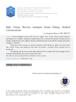 High Voltage Mercury Amalgam Dental Fillings,  Medical Considerations