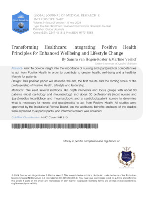 Transforming Healthcare: Integrating Positive Health Principles for Enhanced Wellbeing and Lifestyle Change