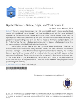 Bipolar Disorder - Nature, Origin, and What Caused It