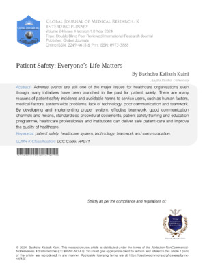 Patient Safety: Everyone's Life Matters