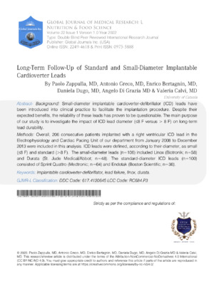 Long-Term Follow-Up of Standard and Small-Diameter Implantable Cardioverter Leads