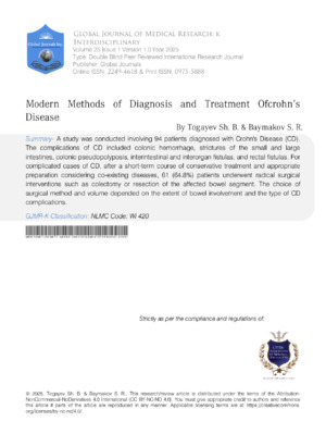 Modern Methods of Diagnosis and Treatment of Crohn's Disease
