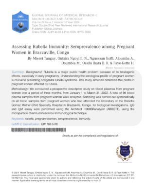 Assessing Rubella Immunity: Seroprevalence among Pregnant Women in Brazzaville, Congo