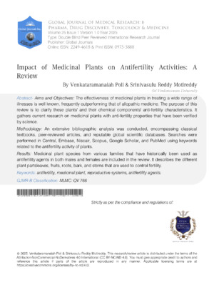 Impact of Medicinal Plants on Antifertility Activities: A Review