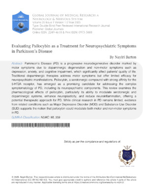 Evaluating Psilocybin as a Treatment for Neuropsychiatric Symptoms in Parkinson's  Disease