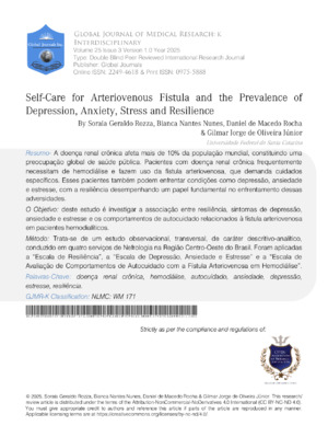 Self-Care for Arteriovenous Fistula and the Prevalence of Depression, Anxiety, Stress and Resilience