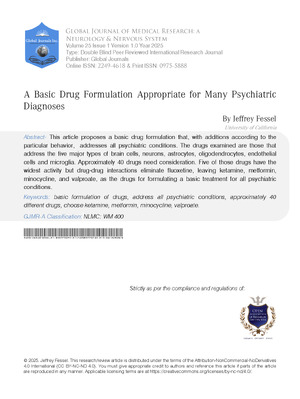 A Basic Drug Formulation Appropriate for Many Psychiatric Diagnoses