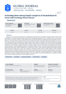 Evaluating Stress among Family Caregivers of Hemodialysis Patients with End-Stage Renal Disease