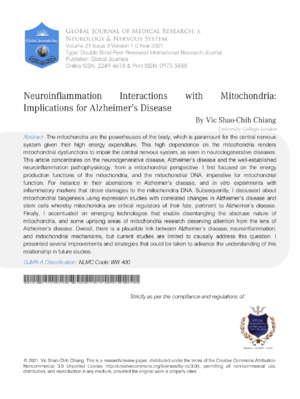 Neuroinflammation Interactions with Mitochondria: Implications for Alzheimer's Disease