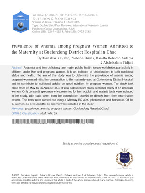 Prevalence of anemia among pregnant women admitted to the maternity at Guelendeng District Hospital in Chad