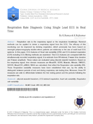 Respiration Rate Diagnosis Using Single Lead ECG in Real Time