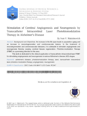 Stimulation of Cerebral Angiogenesis and Neurogenesis by Transcatheter Intracerebral Laser Photobiomodulation Therapy in Alzheimers Disease
